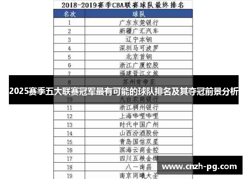 2025赛季五大联赛冠军最有可能的球队排名及其夺冠前景分析